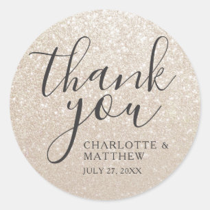 Elegant Gold Thank You Wedding Round Sticker