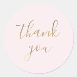 Elegant Gold Thank You Wedding Round Sticker