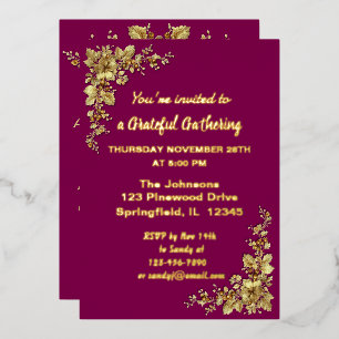 Elegant Gold Thanksgiving Foil Invita