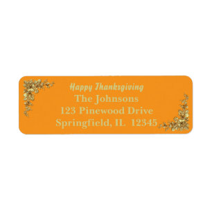 Elegant Gold Thanksgiving Return Address Label