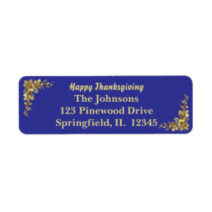 Elegant Gold Thanksgiving Return Address Label