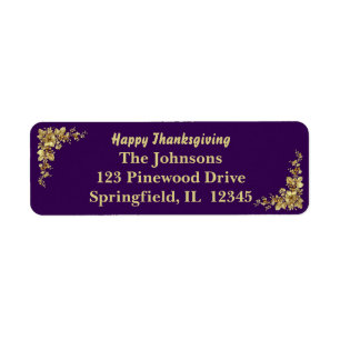Elegant Gold Thanksgiving Return Address Label