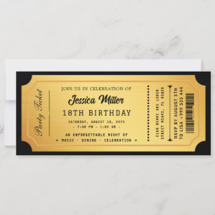 Elegant Gold Ticket Invitation