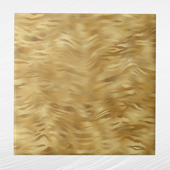 Elegant Gold Tiger Animal Print Ceramic Tile (Creator Uploaded)
