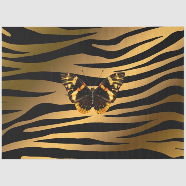 Elegant Gold Tiger Tissue Paper (Front)
