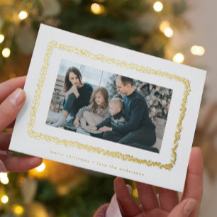 elegant gold tiny bubbles photo christmas frame foil holiday card