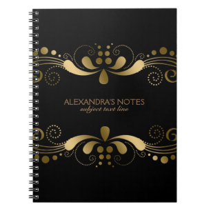 Elegant Gold Tones Floral Lace Frame Notebook