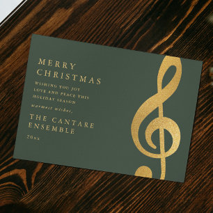 Elegant Gold Treble Clef Music Christmas Holiday Card