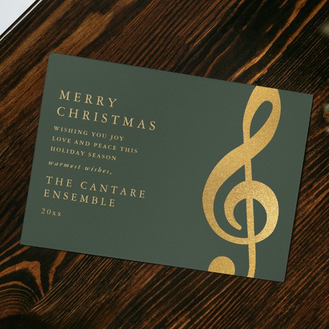 Elegant Gold Treble Clef Music Christmas Holiday Card (Creator Uploaded)