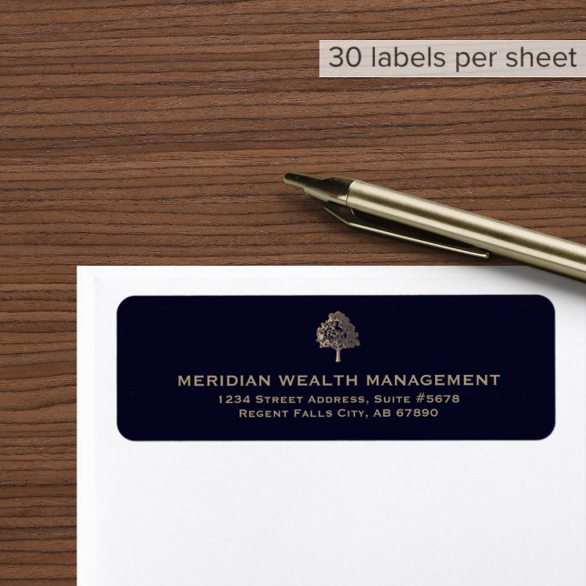 Elegant Gold Tree Finance Advisor Return Address Label (Creator Uploaded)