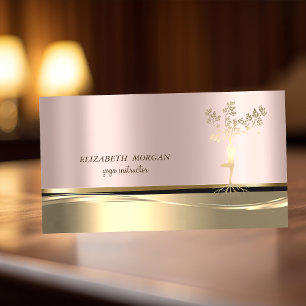 Elegant Gold Tree Girl Silhouette Rose Gold Business Card