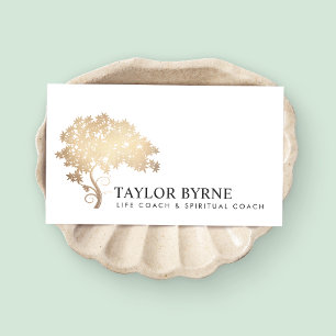 Elegant Gold Tree Logo Professional Business Card