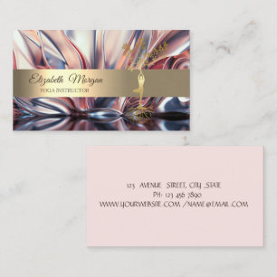 Elegant Gold Tree Lotus Yoga Abstract Business Card