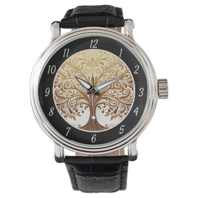 Elegant Gold Tree of Life Spiritual Zen  Watch (Front)
