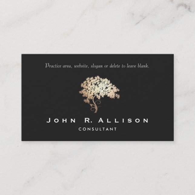 Elegant Gold Tree Professional Business Card (Front)