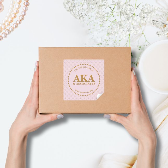 Elegant Gold Trellis Business Monogram Square Sticker (Creator Uploaded)