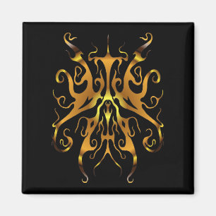 Elegant Gold Tribal Mask Abstract Design Magnet