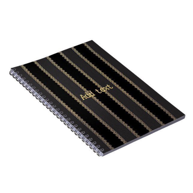 Elegant gold trim on black and grey TEMPLATE Notebook (Right Side)