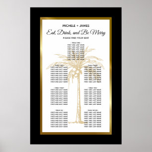 Elegant Gold Tropical Palm Wedding Seating Chart
