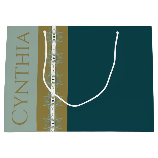Elegant Gold Turquoise Large Gift Bag (Front)