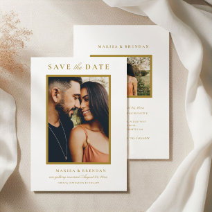 Elegant Gold Two Sided Photo Wedding Save The Date