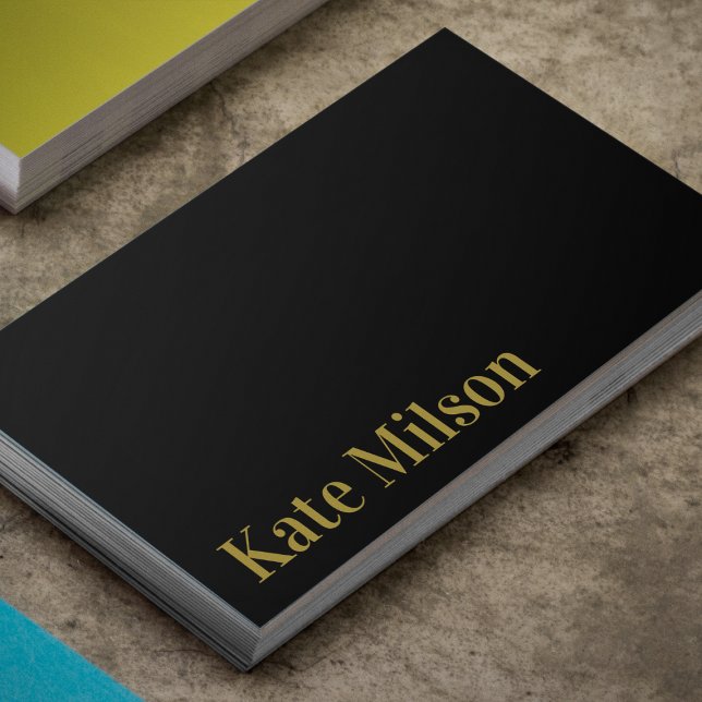 Elegant Gold Typography & Black Professional  Business Card (Creator Uploaded)