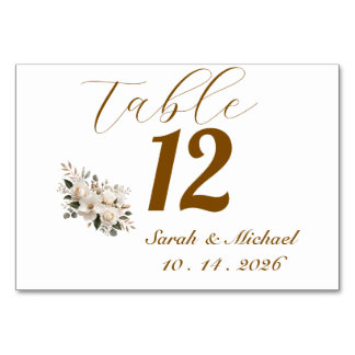 Elegant Gold Typography Minimalist Wedding Table N Number