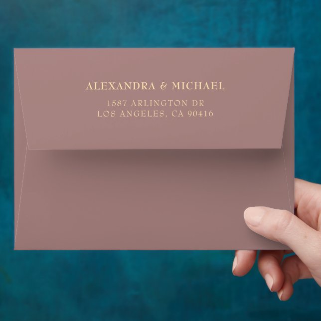Elegant Gold Typography Purple Wedding  Envelope (Hand)