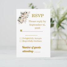 Elegant Gold Typography Wedding RSVP Response Card