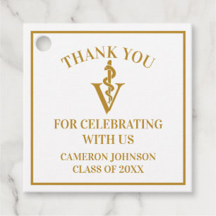 Elegant Gold Veterinary School Graduation Party Favour Tags