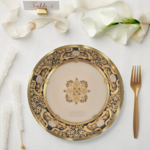 Elegant Gold Viennese Paper Plate