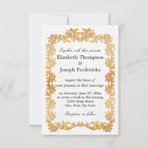 Elegant Gold Vine Border Wedding Invitation