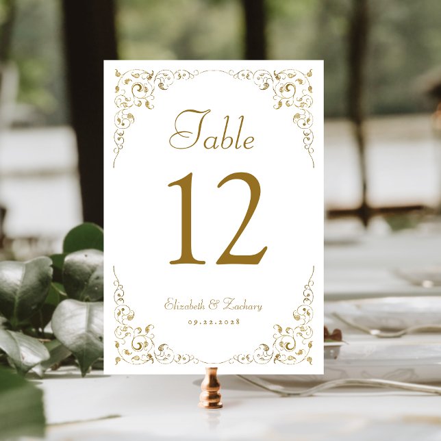 Elegant Gold Vintage Botanical Wedding Table Number (Creator Uploaded)