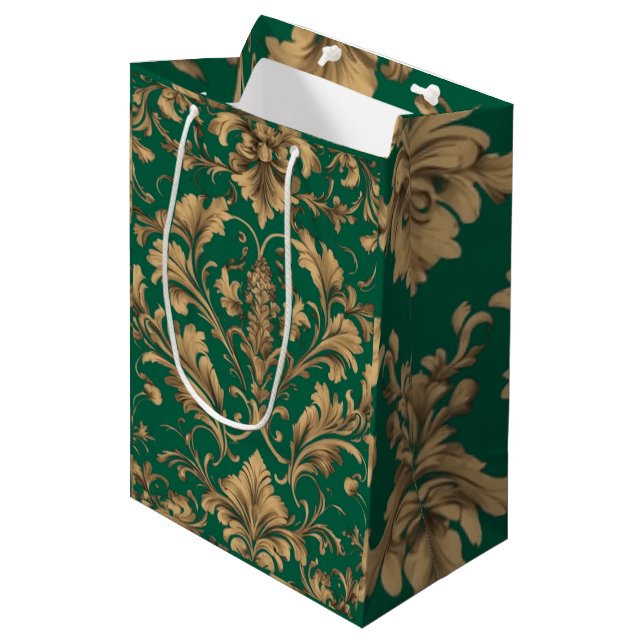 Elegant Gold Vintage Damasks Medium Gift Bag (Front Angled)