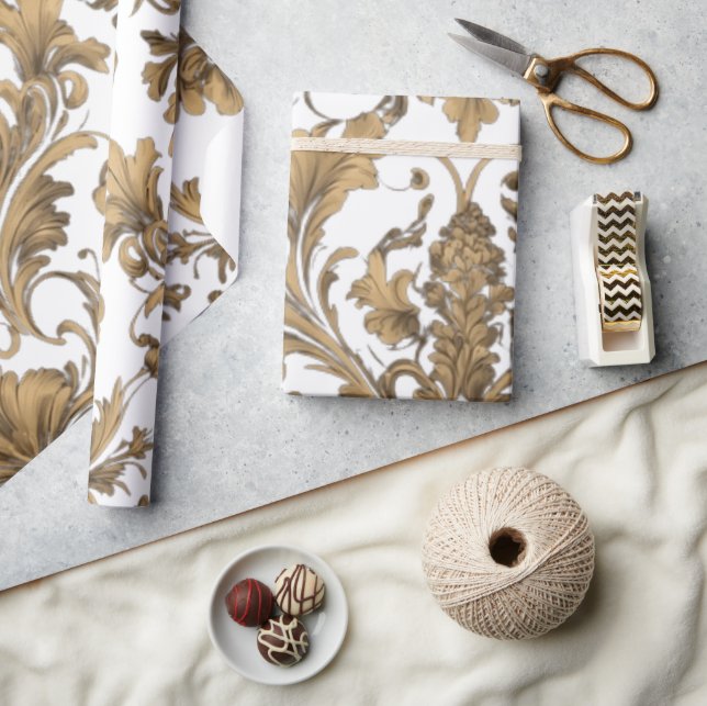 Elegant Gold Vintage Damasks  Wrapping Paper (Crafts)