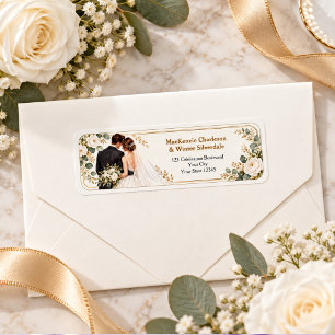 Elegant Gold Vintage Filigree Wedding Reply Return Address Label