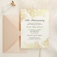 Elegant Gold Vintage Floral 50th Anniversary