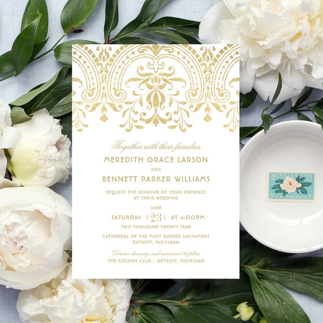 Elegant Gold Vintage Glamour Wedding Invitation (Creator Uploaded)