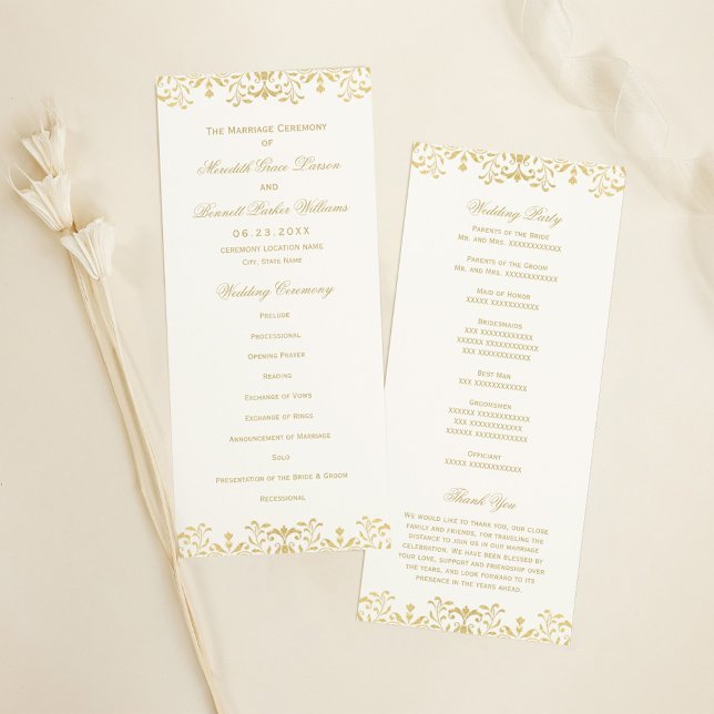 Elegant Gold Vintage Glamour Wedding Program (Creator Uploaded)