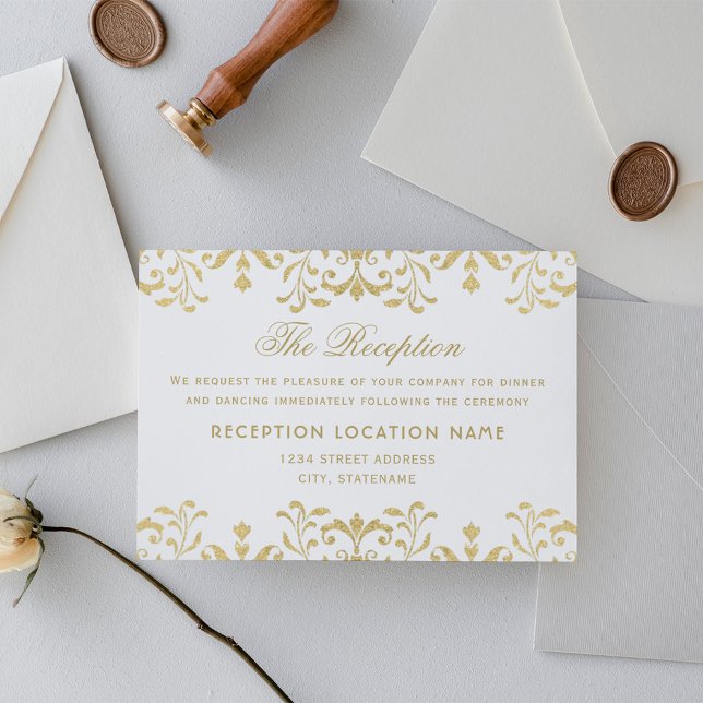 Elegant Gold Vintage Glamour Wedding Reception Enclosure Card (Creator Uploaded)
