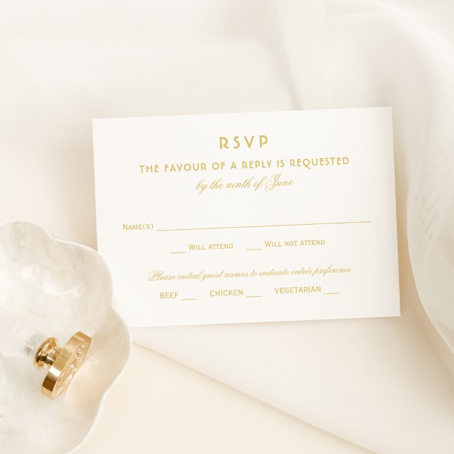 Elegant Gold Vintage Glamour Wedding RSVP Card (Creator Uploaded)