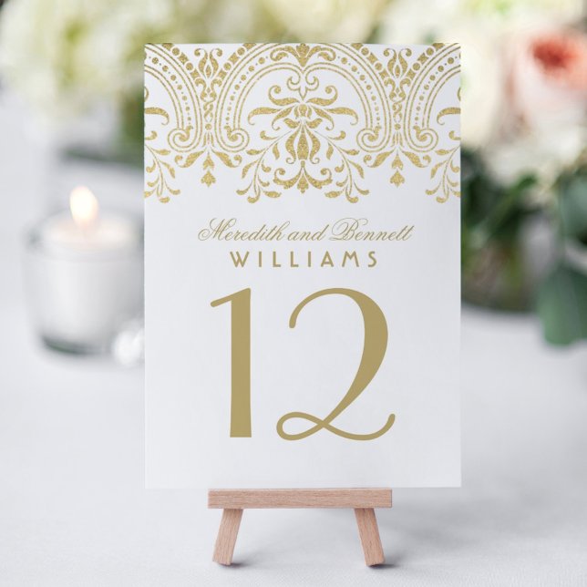 Elegant Gold Vintage Glamour Wedding Table Number (Creator Uploaded)