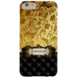 Elegant Gold Vintage Shadow Damask Black Diamond Barely There iPhone 6 Plus Case