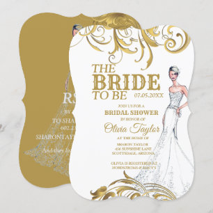 Elegant Gold Vintage Swirls Wedding Bridal Shower Invitation