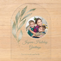 Elegant Gold Watercolor Botanical Photo Holiday