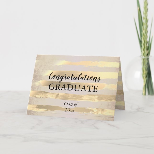 Elegant Gold Watercolor Congratulations Graduate Card (Front)