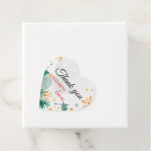 Elegant Gold Watercolor Holly Heart Christmas  Favour Tags