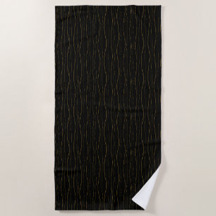 Elegant Gold Wavy Lines Pattern Beach Towel