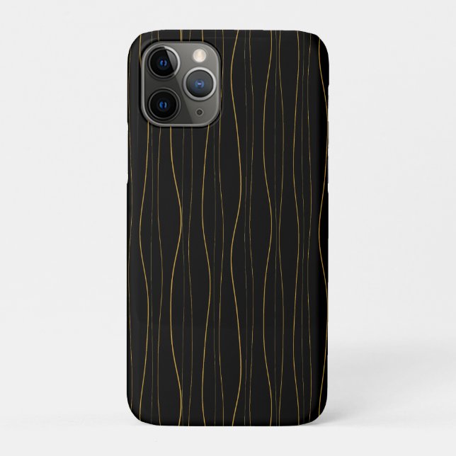Elegant Gold Wavy Lines Pattern Case-Mate iPhone Case (Back)