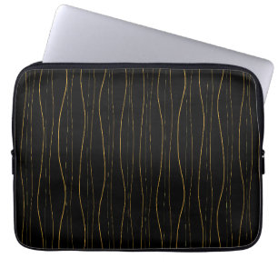 Elegant Gold Wavy Lines Pattern Laptop Sleeve